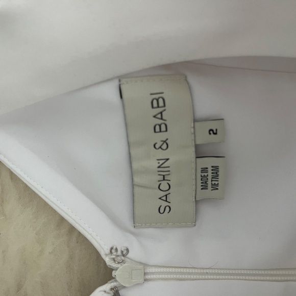 Sachin & Babi Gwyneth Mini Dress – Detachable Bow, Ivory Satin, Worn Once - Picture 5 of 12